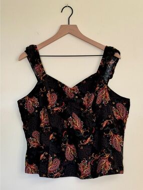 Torrid Challis Smocked Top Paisley Dance Deep Black, Size 2X